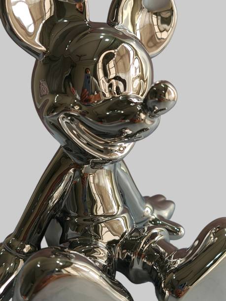 Sun~Mun Decors Premium Silver Sitting Mickey Mouse Decorative Showpiece for Tabletop Home Décor Decorative Showpiece  -  20 cm