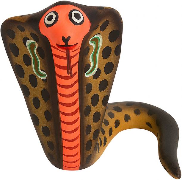 nsclaydecor Decorative clay Snake Figurine Decorative Showpiece  -  14.5 cm