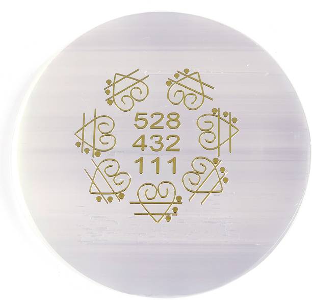 REIKI CRYSTAL PRODUCTS Natural Selenite Love and numbers Design Crystal Stone Charging Palte Decorative Showpiece  -  1 cm