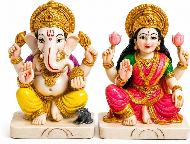 Murtiva decor Laxmi Ganesh Ji God Idol Set Car Dashboard Gift Items Home Decor Showpiece Decorative Showpiece  -  10 cm