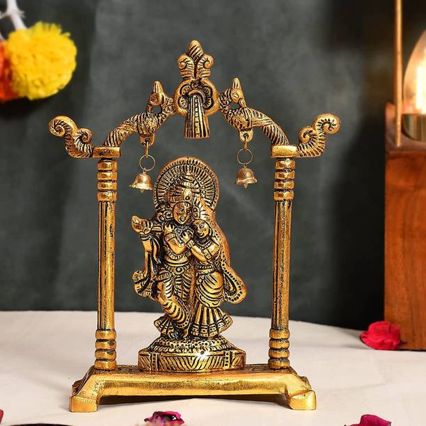inDecor Metal Radha Krishna Murti Idol For Home & Office Décor, Car Dashbord Statue Decorative Showpiece  -  19 cm