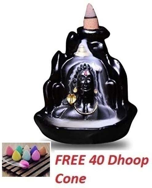 reeldot Lord Adiyogi Shiva Idol Statue Pack of 1 With Free 40 Cone डेकोरेटिव शोपीस  -  13 cm