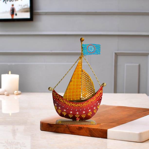 CraftVatika Boat Showpiece For Home Decoration Handcrafted Office Decor Items For Table Decorative Showpiece  -  20.5 cm