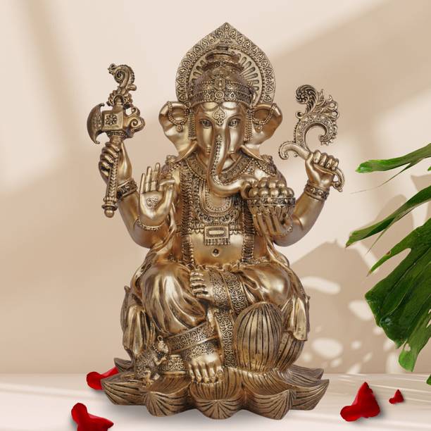 Theshilp Ganesha Idol in Antique Bronze, 18 Inch | Handcrafted Statue for Pooja Room | Decorative Showpiece  -  45 cm