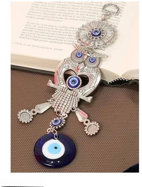 Spiricon Decorative Owl Wall Hanging with Blue Evil Eye Protection for Home Entrance डेकोरेटिव शोपीस  -  5 cm