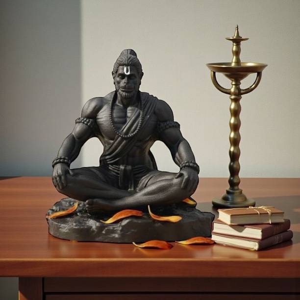 AVIRAL CRAFTS Meditating Hanuman Ji Idol for Home Temple, Office & Spiritual Décor Decorative Showpiece  -  10.4 cm