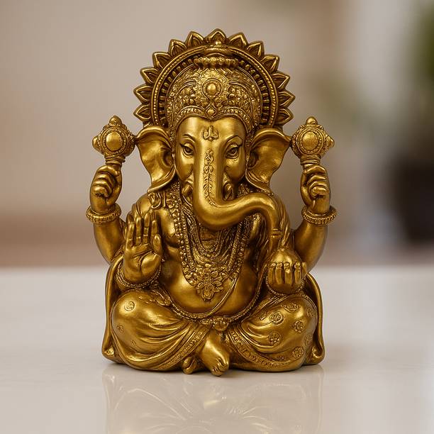 Home Delight Decorative Lord Ganesha Showipece for Car deshboard, Office Table Decorative Showpiece  -  10 cm