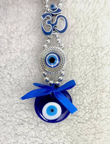 Kanha Enterprises Om Evil Eye Hanging | Nazar Suraksha Blue Evil Eye for Vastu & Feng Shui Decorative Showpiece - 16 cm