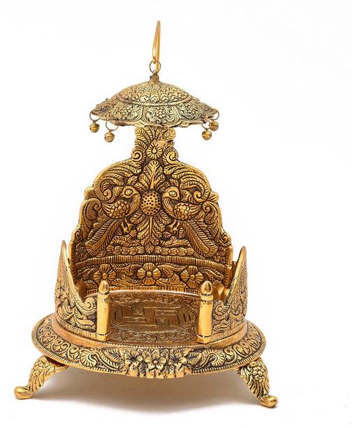 EliteTouch Brass Singhasan for ladoo Gopal, Bal Gopal, Metal Singhasan for Krishna Idol Decorative Showpiece  -  18 cm