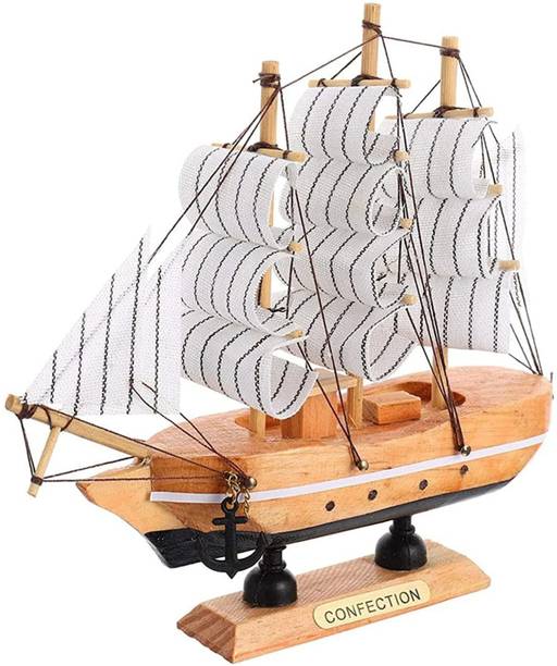 ADA Handicraft Beautiful Antique Decorative Wooden Sailing Ship Showpiece for Home Decor Decorative Showpiece  -  15 cm