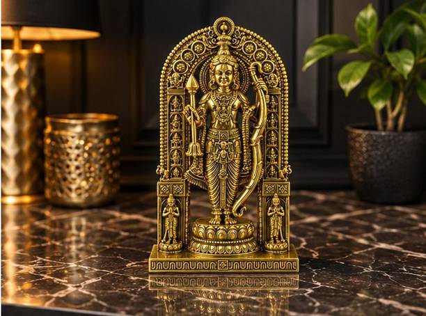 Maaword Golden Lord Shri Ram Car Dashboard Idol | Ram Ji Murti for Home Temple & Office Decorative Showpiece  -  10 cm
