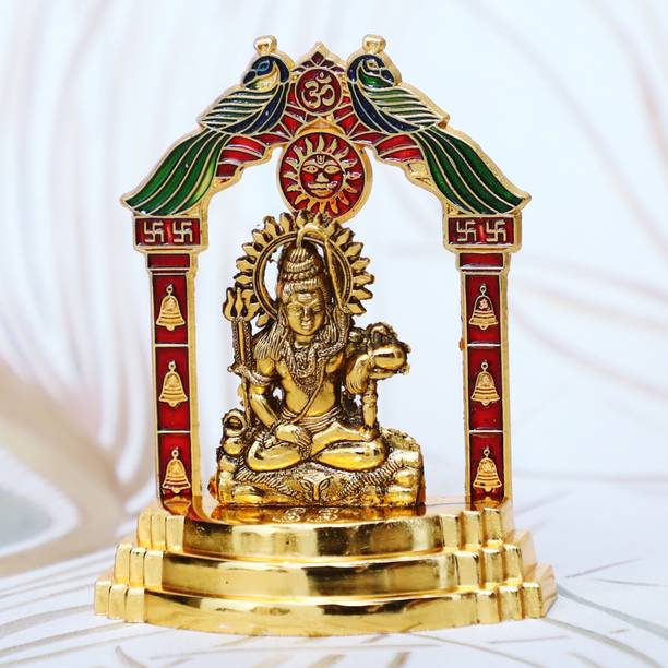 Chhariya Crafts Metal Shiva Idol Mahadev Murti Shiv Ji Staute For Home Temple Puja Item For Gift Decorative Showpiece  -  10 cm