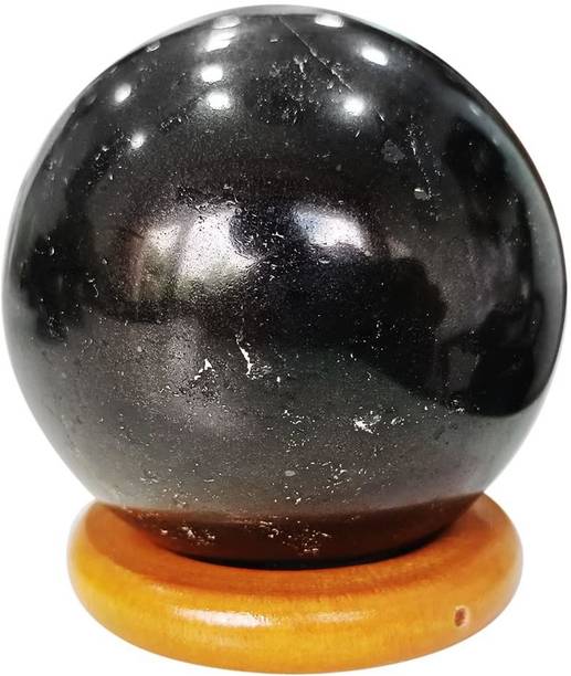 Shubhanjali Black Tourmaline Stone Crystal Sphere Ball for Vastu Chakra Balancing 150-200 Gm Decorative Showpiece  -  4 cm