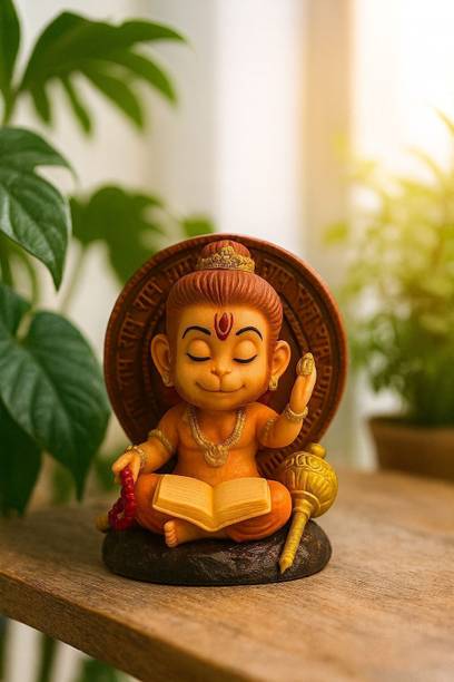 DreamFeels hanuman ji idol for car dashboard – Handcrafted Resin Figurine (Compact Size) Decorative Showpiece  -  9 cm