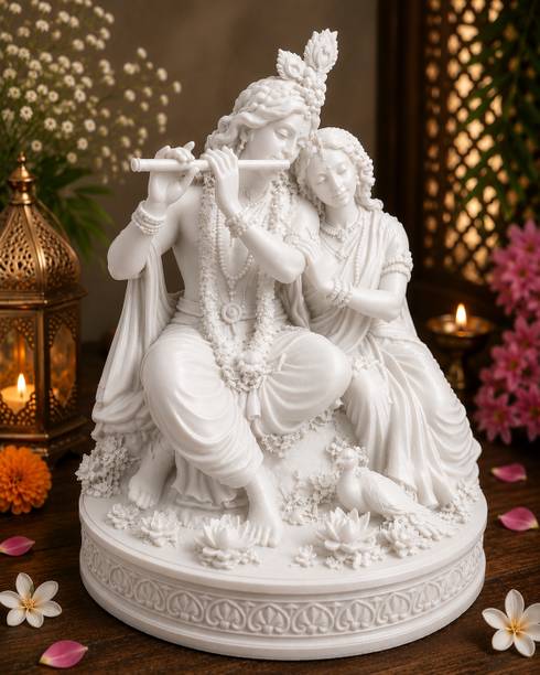 kalasrijan Goddess Radha Krishna Emotional Flute Statue Decorative Showpiece  -  17 cm