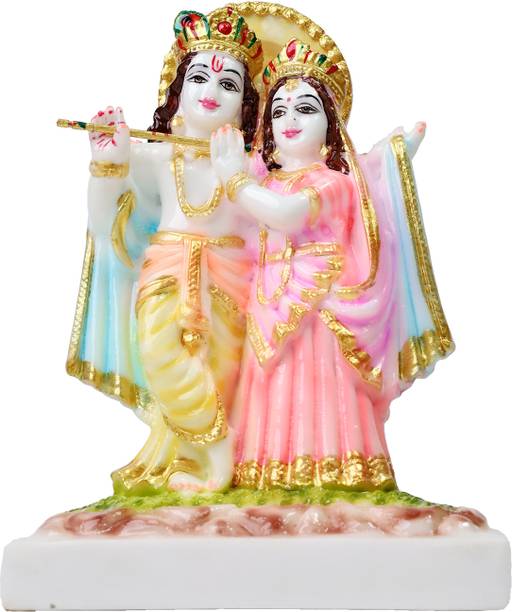 Devayam Shree Raadha Krishna Ji | Marble Dust Murti for Home Temple, Office & Mandir Decorative Showpiece  -  18 cm