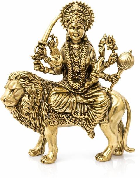 vastu vardan Brass Durga Maa Statue|Size-10cm|God Idol for Home, Office & Navratri Decoration Decorative Showpiece  -  10 cm