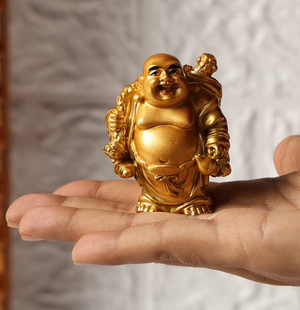 LAIKA CREATION christmaS shopies_laughing buddha gold new_SOPHIES_46 Decorative Showpiece  -  7 cm