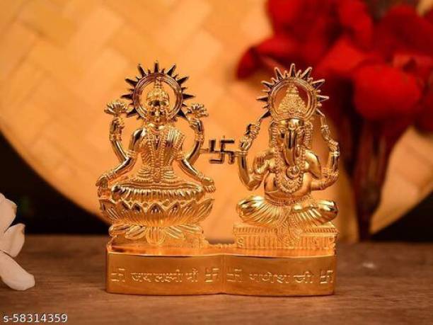 Gupangam Ganesh Laxmi ji idol 9cm for Home/Cardashboard/Temple/office Decorative Showpiece  -  11 cm