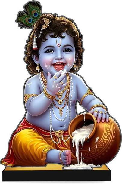 Klaybox Little Krishna 2D Miniature Acrylic Statue Divine Figurine for Home Decorative Showpiece  -  12.8 cm