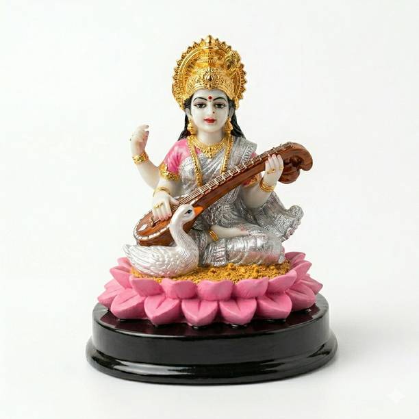 Murtiva decor Maa Saraswati Idol Decorative Spiritual Showpiece for Home, Study Table & Office Decorative Showpiece  -  11 cm