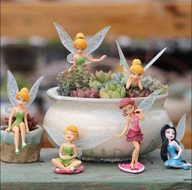Chocozone 6pc Miniature Fairy Princess Garden Decor Home Decoration Mini Landscape Dolls डेकोरेटिव शोपीस  -  7.4 cm