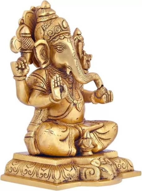 SHREEYAASH Shreeyash Ganesh Ji Sitting on Square Base Idol Handicraft Ganpat Decorative Showpiece  -  20.3 cm
