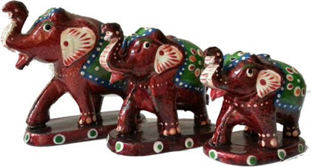 JaipurCrafts Elephant Family For Home Décor Decorative Showpiece Decorative Showpiece  -