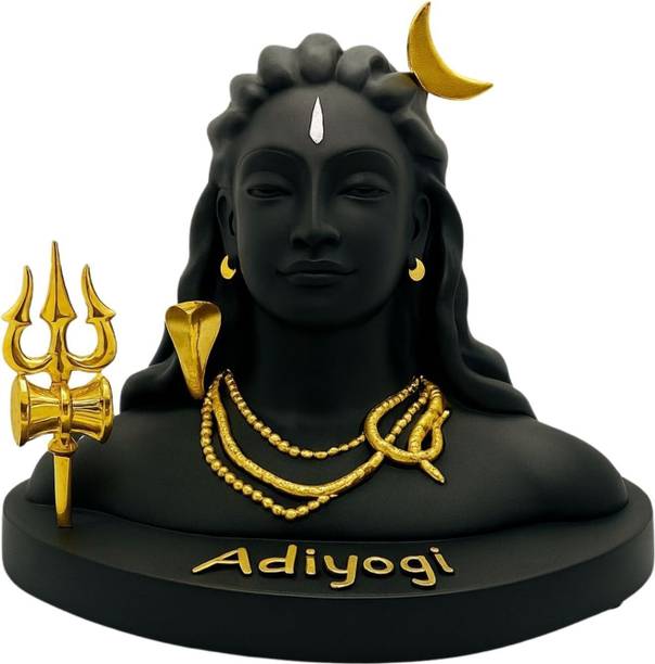 POPSEE Adiyogi Statue with Trishul| Decorative Shiva Idol for Home Office Car Dashboard Decorative Showpiece  -  9.5 cm