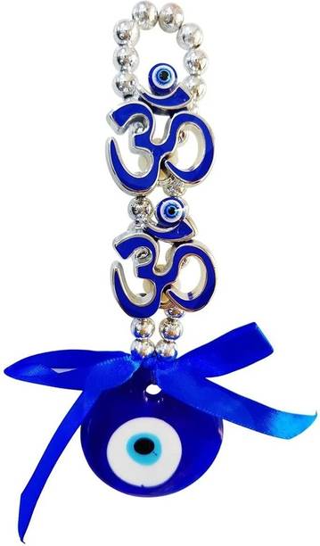 CraftVilla Double Om Evil Eye Wall Hanging – Spiritual Protection for Home & Office Decorative Showpiece  -  14 cm