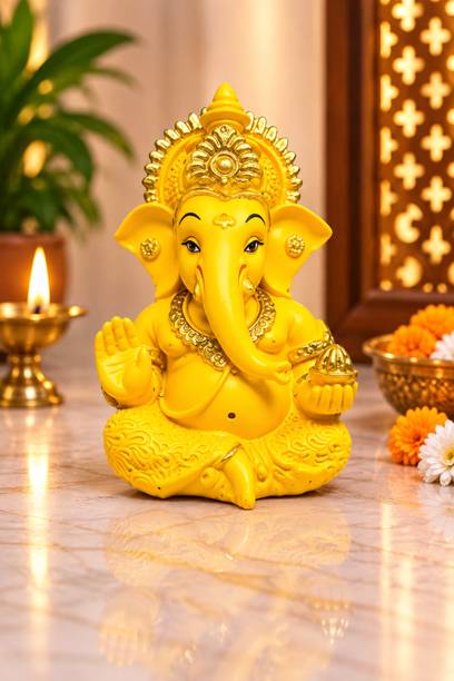 sss sculpture SSS SCULPTURE Ganesh Ji Idol for Home Temple & Office Decor | Lord Ganesha Murti Decorative Showpiece  -  9 cm