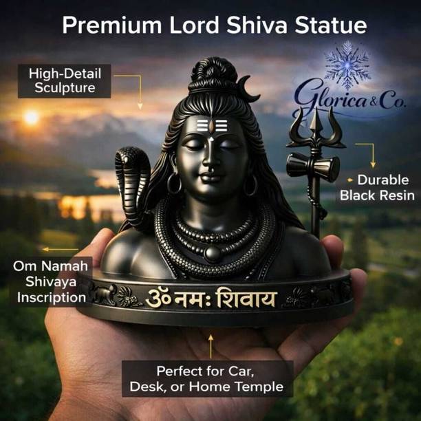 Glorica & co Adiyogi Shiva Idol with Trishul – Mahadev Murti for Home & Car Dashboard Decorative Showpiece  -  9 cm