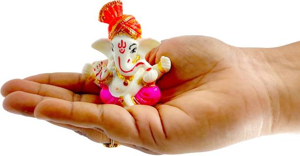 DecorDestiny Ganesh Ji Idol statue murti Car, Office and Home Decor, Car Dashboard Decorative Showpiece  -  7 cm