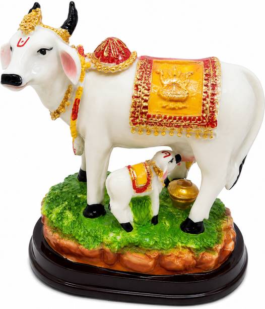 RapidRide Dhan Laxmi Cow Decorative Showpiece  -  18 cm