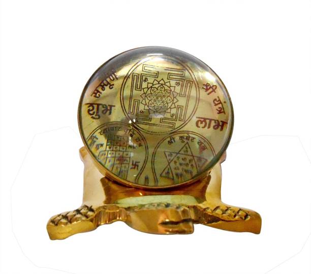 Vashoppee Vastu / Fang Shui Sampuran Shree Yantra On Tortoise Decorative Showpiece  -  5 cm