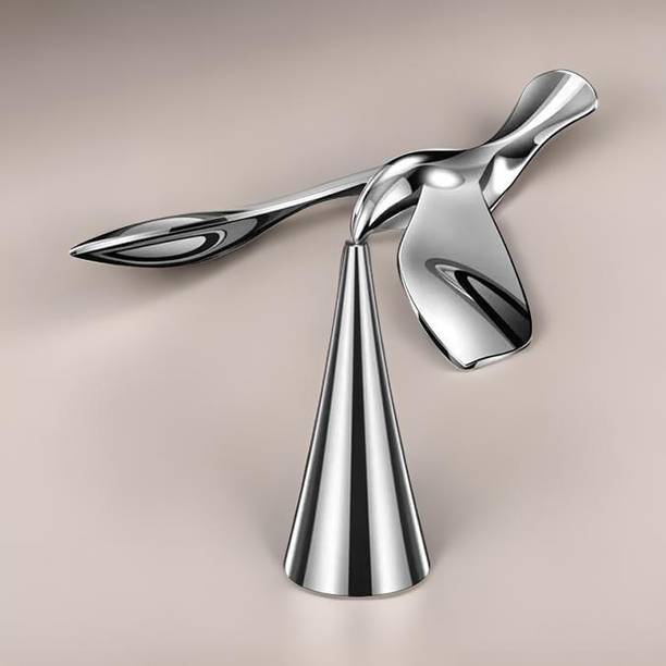 Groww Tech Self Balancing Bird for Home Decor,Office,Tabletop,Decoration Silver Decorative Showpiece  -  12 cm