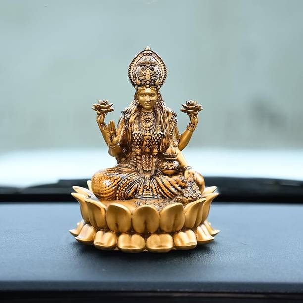 ARTARIUM Maa Laxmi Statue Lakshmi Devi Idol for Car Dashboard 4 Inch Decorative Showpiece  -  10.16 cm