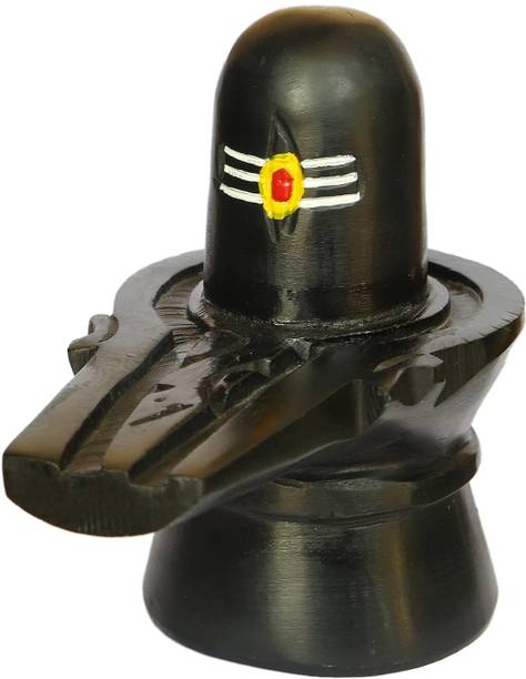 A & S VENTURES Black Shivling Idol Shivling Marble Shivling Tilak Shivling Decorative Showpiece  -  7 cm