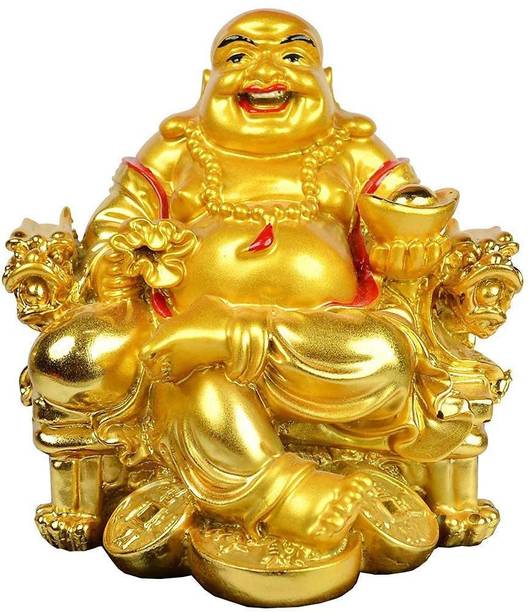 REVASHREE CRAFT WORLD Feng Shui Laughing Buddha is a symbol for Good Luck. It attracts Prosperity, Success and Financial Gains Decorative Showpiece  -  5 cm