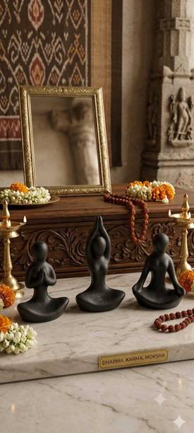 NSGLASS NS GLASS YOGA SET OF 3 BEAUTIFUL Decorative Showpiece  -  18 cm