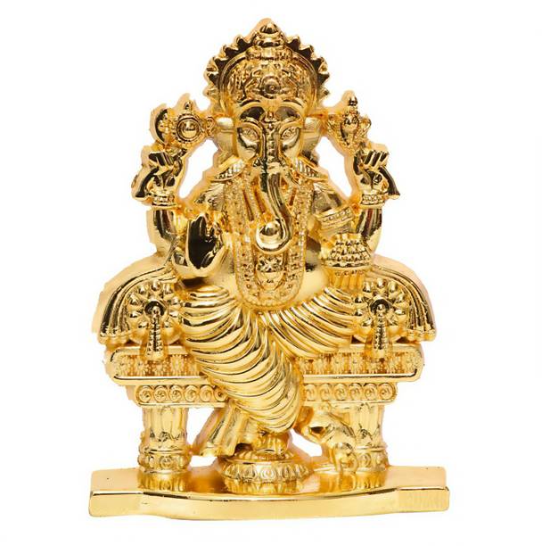 Preeti's Metal Ganesh Idol for Car Dashboard | Lord Ganesha Statue for Home & Office Decorative Showpiece - 6 cm