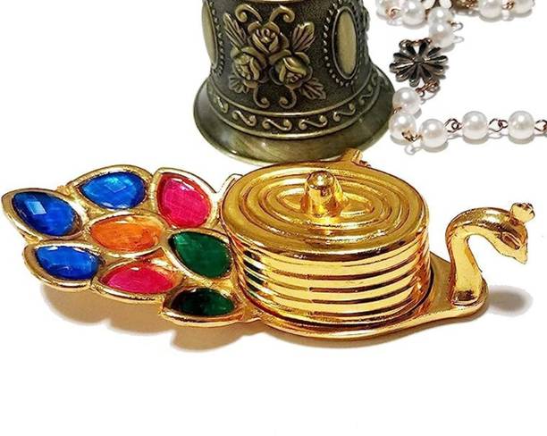 EliteTouch Roli Chandan Peacock Kumkum Box, Pooja Haldi Kumkum Holder, Kumkum Box for Puja Decorative Showpiece  -  4 cm