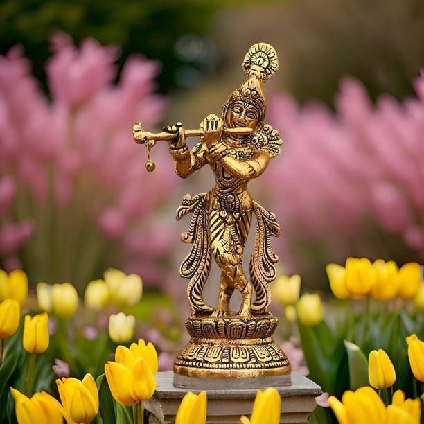 inDecor Metal Krishna Idol, Krishna Statua, Krishna Murti, Krishna for Home & Temple Decorative Showpiece  -  22 cm