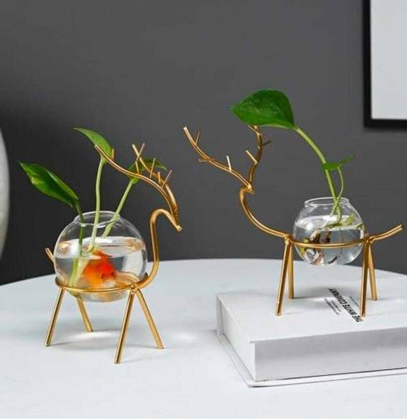 arham handwork collection deerplantergold Decorative Showpiece  -  15 cm