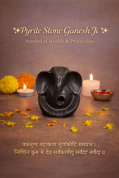 Tanishee- The Real Jewels PYRITE GANESHA Decorative Showpiece  -  8 cm