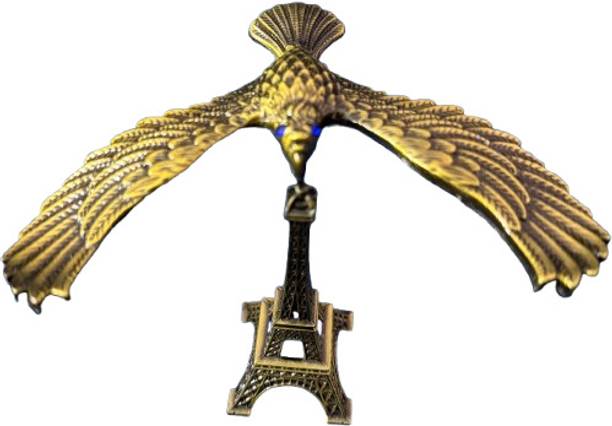 LNRM Balancing Eagle on Eiffel Tower Sculpture – Vintage Style Metal Display Piece Decorative Showpiece  -  10 cm