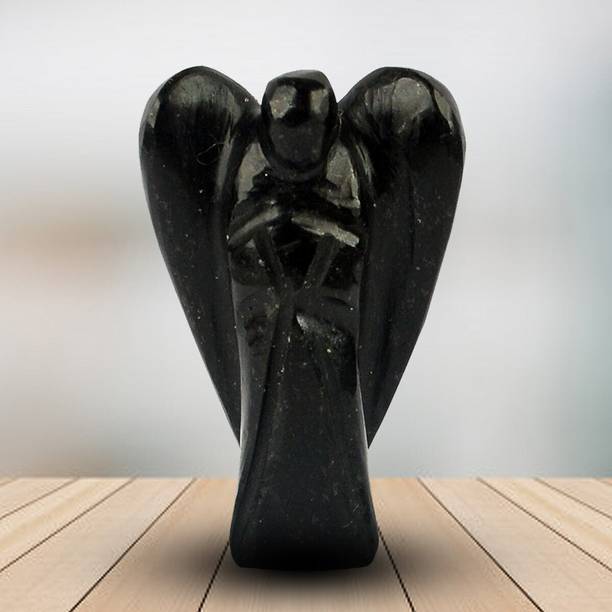 REIKI CRYSTAL PRODUCTS Natural Black Tourmaline Crystal Angel Size 2.4 cm (1 inch) Decorative Showpiece  -  5 cm