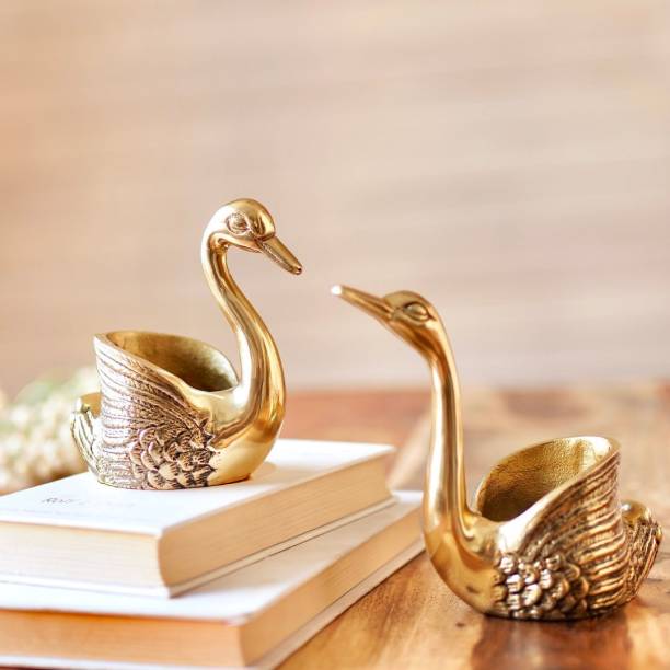 BEHOMA Metal Pair of Swans for Good Luck and Love | Candle Holder for Home Décor Decorative Showpiece  -  13.5 inch