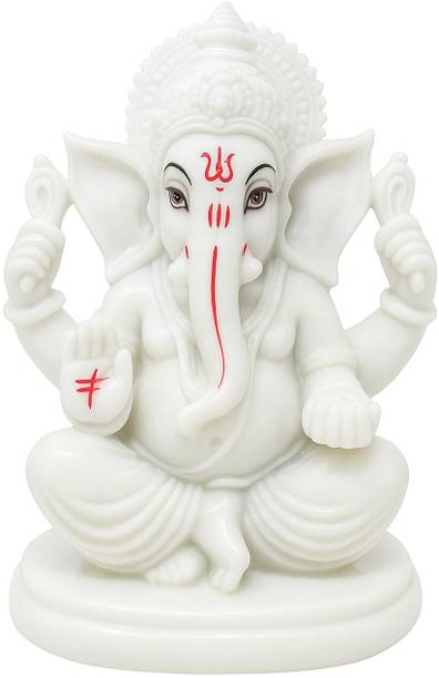 fashubes White Marble Finish Lord Ganesh Murti Ganesha Statue for Office Table" Decorative Showpiece  -  24 cm