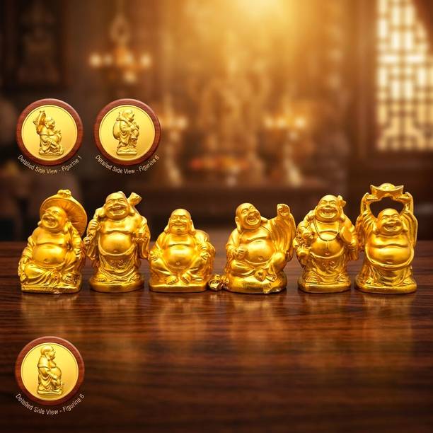 SBBCO Laughing Buddha 6 Figurine Set Decorative Showpiece  -  2 cm